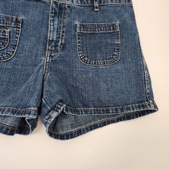 Y2K Old Navy Blue Jeans Mid Rise Denim Shorts 100% Cotton Utility Pockets 6/8 - Picture 3 of 8